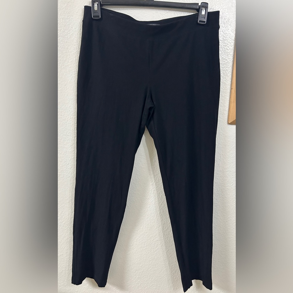 EILEEN FISHER | Washable Stretch Crepe Pant Slim Fit, Ankle Length Solid Black M